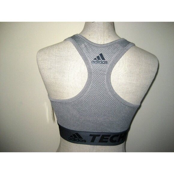Adidas Women's Techfit Primeknit sports bra Gray Heather Black NWT Small Medium - Picture 4 of 4